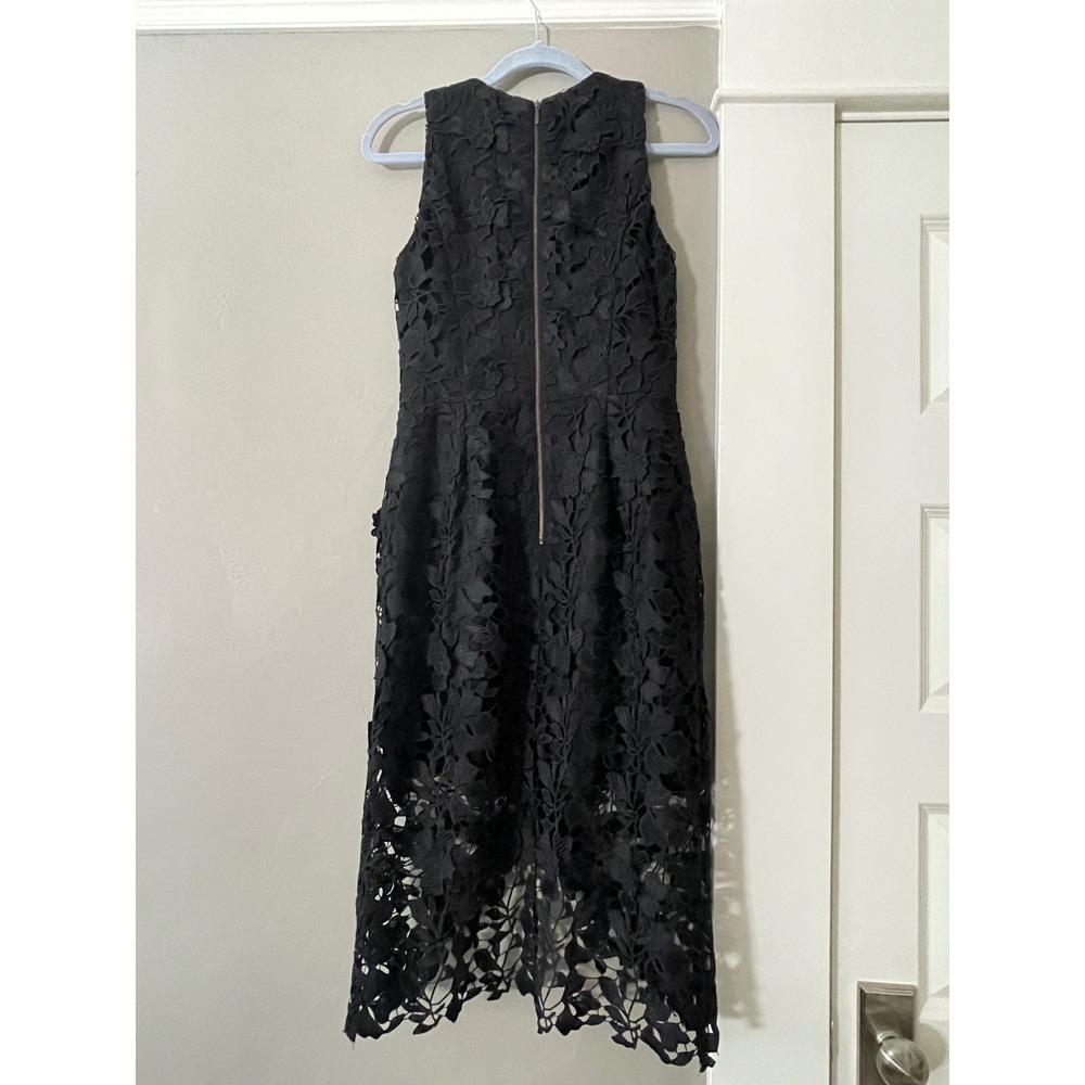 Betsy & Adam Womens Black Floral Lace Sleeveless Midi Cocktail Dress Size 8 - Picture 9 of 9